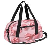 Mexpekil Borsone da viaggio per bambini con papillon rosa astratto per ragazzi ragazze adolescenti borsone sportivo borsone da viaggio borsone per la notte Weekender borsa da ballo