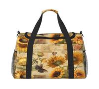 Mexpekil Borsone da viaggio retrò per giornali girasoli borse da viaggio per donne uomini sport palestra borsone leggero weekender borsa da notte con tracolla, Multi, Taglia unica, Borsone da viaggio