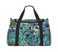 Mexpekil Borsone da viaggio retrò pittura a olio iris fiore borse tote per donne uomini sport palestra borsa leggera weekend borsa da notte con tracolla, Multi, Taglia unica, Borsone da viaggio