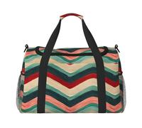 Mexpekil Borsone da viaggio rosso verde a righe a zigzag borse tote per donne uomini sport palestra borsone leggero weekender borsa da notte con tracolla, Multi, Taglia unica, Borsone da viaggio