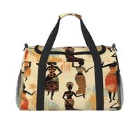 Mexpekil Borsone da viaggio vintage arabeschi che ballano donne africane borse tote per donne uomini sport palestra borsa leggera borsa da weekend borsa da notte con tracolla, Multi, Taglia unica