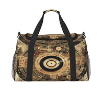 Mexpekil Borsone da viaggio vintage con registratore musicale Vinly con motivo CD, borse da viaggio per donne e uomini, borsa sportiva da palestra, leggera, borsa da weekender, borsa da notte con