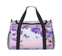 Mexpekil Borsone da viaggio viola con orchidea fiore farfalla borsone da viaggio da uomo donna sport fine settimana notte palestra borsone borsa da trasporto, Multicolore, 19.7x10.2x13 in, Borsone da