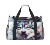 Mexpekil Borsone da viaggio Watercolor Husky Dog Carry On Tote Bags per donne uomini sport palestra borsone leggero weekender borsa da notte con tracolla, Multi, Taglia unica, Borsone da viaggio