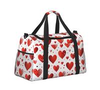 Mexpekil Borsone grande bagaglio a mano borse impermeabili Weekender borse pieghevole Tote Bag, A forma di cuore rosso, Taglia unica