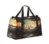 Mexpekil Borsone grande bagaglio a mano borse impermeabili Weekender borse pieghevole Tote Bag, Albero del fiume di montagna, Taglia unica