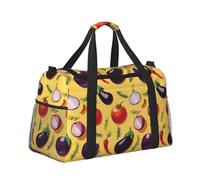 Mexpekil Borsone grande da portare a mano, impermeabile, borsa da weekender, pieghevole, per viaggi, sport, danza, Melanzane Pomodori Cipolle, One Size, Classico
