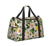 Mexpekil Borsone grande da portare a mano, impermeabile, borsa da weekender, pieghevole, per viaggi, sport, danza, Fiori Primavera Giallo Bianco, One Size, Classico
