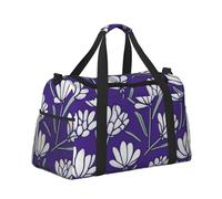 Mexpekil Borsone grande da portare a mano, impermeabile, borsa da weekender, pieghevole, per viaggi, sport, danza, Fiori bianchi viola brillante, One Size, Classico
