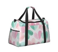 Mexpekil Borsone grande da portare a mano, impermeabile, borsa da weekender, pieghevole, per viaggi, sport, danza, Cuore Rosa Verde Menta, One Size, Classico