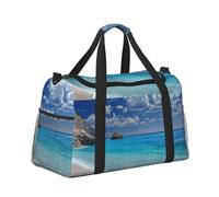 Mexpekil Borsone grande da portare a mano, impermeabile, per weekender, pieghevole, per viaggi, sport, palestra, danza, Mare Spiaggia Nuvole, taglia unica