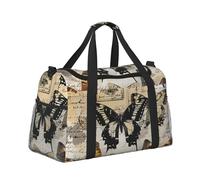 Mexpekil Borsone grande da portare a mano, impermeabile, per weekender, pieghevole, per viaggi, sport, palestra, danza, Parola Farfalle Vintage, Taglia unica