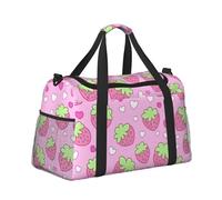 Mexpekil Borsone grande da portare a mano, impermeabile, per weekender, pieghevole, per viaggi, sport, palestra, danza, Simpatico motivo fragola, Taglia unica