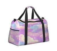 Mexpekil Borsone grande da portare a mano, impermeabile, per weekender, pieghevole, per viaggi, sport, palestra, danza, Galassia Rosa Stella Nuvole, Taglia unica