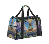 Mexpekil Borsone grande da portare a mano, impermeabile, per weekender, pieghevole, per viaggi, sport, palestra, danza, Parigi Tower Tree River, Taglia unica