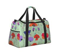 Mexpekil Borsone grande da portare a mano, impermeabile, per weekender, pieghevole, per viaggi, sport, palestra, danza, Farfalle di papaveri colorati, Taglia unica