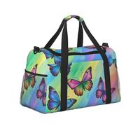 Mexpekil Borsone grande da portare a mano, impermeabile, per weekender, pieghevole, per viaggi, sport, palestra, danza, Arcobaleno Farfalla Volare, Taglia unica