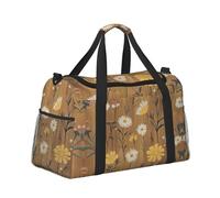 Mexpekil Borsone grande da portare a mano, impermeabile, per weekender, pieghevole, per viaggi, sport, palestra, danza, Fiori selvatici Legno, Taglia unica