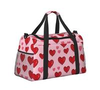 Mexpekil Borsone grande da portare a mano, impermeabile, per weekender, pieghevole, per viaggi, sport, palestra, danza, Cuore Rosso Rosa, Taglia unica