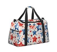 Mexpekil Borsone grande da portare a mano, impermeabile, per weekender, pieghevole, per viaggi, sport, palestra, danza, Stelle Rosse Blu, Taglia unica