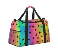 Mexpekil Borsone grande da portare a mano, impermeabile, per weekender, pieghevole, per viaggi, sport, palestra, danza, Piccole stelle arcobaleno, Taglia unica