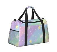 Mexpekil Borsone grande da portare a mano, impermeabile, per weekender, pieghevole, per viaggi, sport, palestra, danza, Stelle Glitter Strisce Arcobaleno, Taglia unica