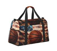 Mexpekil Borsone grande da portare a mano, impermeabile, per weekender, pieghevole, per viaggi, sport, palestra, danza, Bandiera USA Basket, Taglia unica