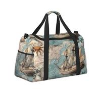 Mexpekil Borsone grande da portare a mano, impermeabile, per weekender, pieghevole, per viaggi, sport, palestra, danza, Bussola oceanica nautica, taglia unica