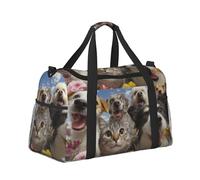 Mexpekil Borsone grande da portare a mano, impermeabile, per weekender, pieghevole, per viaggi, sport, palestra, danza, Happy Dogs and Cats, taglia unica