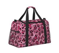 Mexpekil Borsone grande da portare a mano, impermeabile, per weekender, pieghevole, per viaggi, sport, palestra, danza, Stampa leopardata glitter rosa, Taglia unica