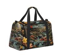 Mexpekil Borsone grande da portare a mano, impermeabile, per weekender, pieghevole, per viaggi, sport, palestra, danza, Fiume Foresta d'autunno, Taglia unica
