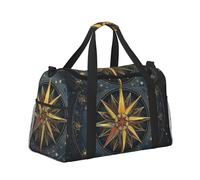 Mexpekil Borsone grande da portare a mano, impermeabile, per weekender, pieghevole, per viaggi, sport, palestra, danza, Costellazioni incandescenti della bussola, taglia unica