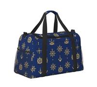 Mexpekil Borsone grande da portare a mano, impermeabile, per weekender, pieghevole, per viaggi, sport, palestra, danza, Bussola con ancora dorata, Taglia unica