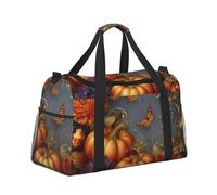 Mexpekil Borsone grande da portare a mano, impermeabile, per weekender, pieghevole, per viaggi, sport, palestra, danza, Bellissimi fiori autunnali di zucche, taglia unica