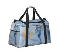 Mexpekil Borsone grande da portare a mano, impermeabile, per weekender, pieghevole, per viaggi, sport, palestra, danza, Pittura Marmo Oro Blu, Taglia unica