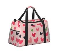 Mexpekil Borsone grande da portare a mano, impermeabile, per weekender, pieghevole, per viaggi, sport, palestra, danza, Cuori rosa e neri, Taglia unica