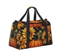 Mexpekil Borsone grande da portare a mano, impermeabile, per weekender, pieghevole, per viaggi, sport, palestra, danza, Girasoli Zucca, Taglia unica