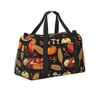 Mexpekil Borsone grande da portare a mano, impermeabile, per weekender, pieghevole, per viaggi, sport, palestra, danza, Tema autunnale zucca del Ringraziamento, taglia unica