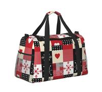 Mexpekil Borsone natalizio patchwork, borsa da viaggio a mano, impermeabile, per sport, palestra, danza, grande, weekender, per la notte, pieghevole, da viaggio, per donne e uomini, Patchwork Natale,