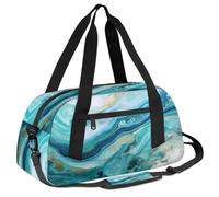 Mexpekil Borsone per bambini con stampa marmorizzata liquida turchese verde acqua turchese borsa da viaggio per ragazzi ragazze adolescenti borsone da viaggio borsone borsone da ballo per la notte