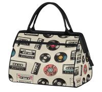 Mexpekil Borsone sportivo con nastro in vinile musicale, borsa da palestra, grande, impermeabile, da viaggio, per donne, uomini, campeggio, danza, yoga, calcio, nuoto