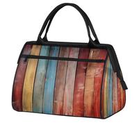 Mexpekil Borsone sportivo con texture in legno arcobaleno colorato borsa da palestra grande impermeabile da viaggio borse da notte per donne uomini campeggio danza yoga calcio nuoto
