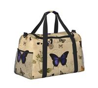Mexpekil Borsone vintage con farfalla da portare a mano, impermeabile, per sport, palestra, danza, grande, weekender, per la notte, pieghevole, da viaggio, per donne e uomini, Farfalla vintage, Taglia
