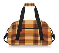 Mexpekil Buffalo Check Orange Travel Gym Bag per ragazze ragazzi Carry On Pernottamento Weekend Borse Impermeabile Bagaglio a Mano Borsa per Sport Danza Scuola Pratica