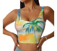 Mexpekil Canottiera sportiva da donna, con ananas tropicale, senza maniche, con scollo a U, per esercizi, yoga, palestra, Albero Di Cocco Palma Tropic, S-M