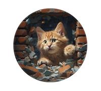 Mexpekil Cat Break Open Mouse Pad con base in gomma antiscivolo Tappetino per mouse da gioco piccolo rotondo con bordo cucito accessori da scrivania per lavoro e gaming 20 cm