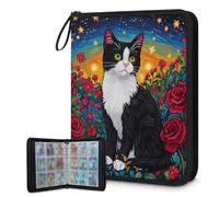 Mexpekil Cat Rose Star - Raccoglitore per carte con 9 tasche con 50 pagine a caricamento laterale, per 900 carte, con cerniera, impermeabile, porta carte