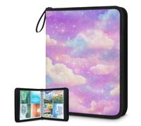Mexpekil Clouds Star - Raccoglitore per carte con 4 tasche con 50 pagine a caricamento laterale, per 400 carte, con cerniera, impermeabile, porta carte