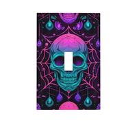 Mexpekil Colorful Neon Skull Spider Web Light Switch Cover 1 Gang Single Toggle Outlet Cover Piastra Decorativa da Parete per Casa Ufficio