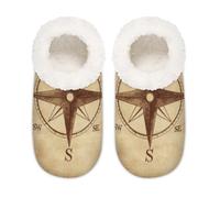 Mexpekil Compass Rose Retro House Pantofole per donne e uomini, modello vintage in memory foam, Multi, 9/10.5 UK Wide